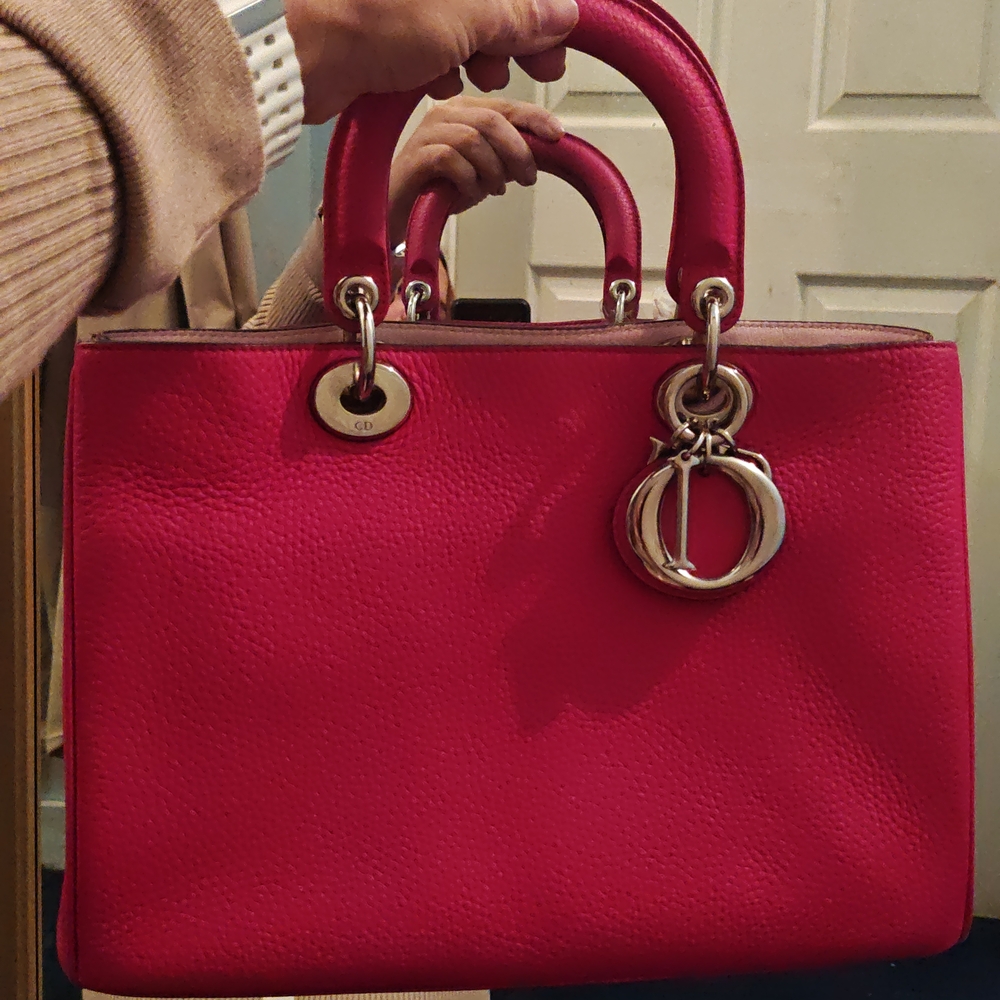 Dior Pink Leather Satchel with Silver Accents